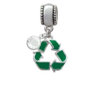 Green Enamel Recycle Symbol Charm European Charm Bead Hanger with 