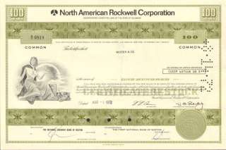 North American Rockwell International stock certificate  