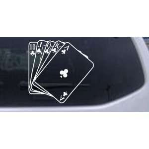 Poker Royal Flush Car Window Wall Laptop Decal Sticker    White 6in X 