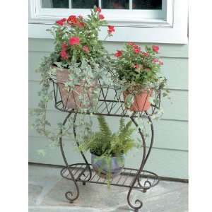 Wrought Iron Medium Oval Wave Planter Stands Patio, Lawn 