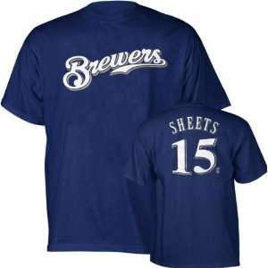 Ben Sheets Majestic Player Name and Number Navy Milwaukee Brewers 