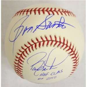 Ron Santo and Barry Larkin Dual Signed MLB Baseball w/HOF Class of 