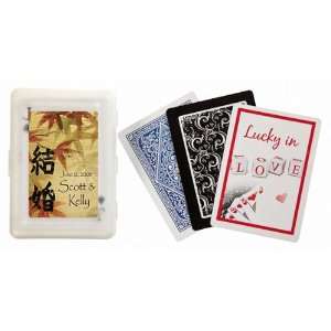 Wedding Favors Earth Tone Asian Leaf Design Personalized Playing Card 