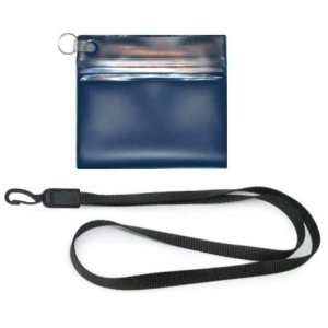  Royal Blue 2 Pocket Waterproof Wallet with Black Lanyard 