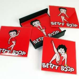  Betty Boop Glass Coasters Red Background