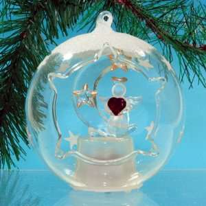   Ornament   Angel and Moon, Glass, LED Color Changing, 3.5 Diameter