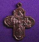 beautiful new vintage gold washed brass four way cross medal