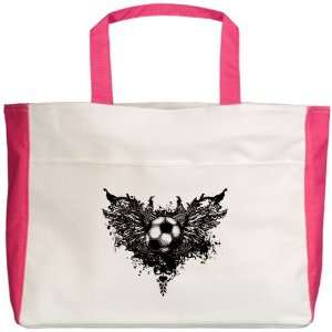 Beach Tote Fuchsia Soccer Ball With Angel Wings 