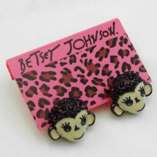 FAHION MONKEY CRYSTAL BETSEY JOHNSON EARRINGS 0.75 INCH  