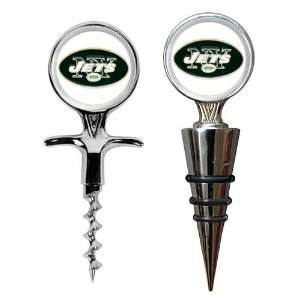  New York Jets NFL Cork Screw and Wine Bottle Topper Set 