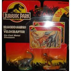 Jurassic Park Brachiosaurus and Velocirator Die cast Metal Dinosaurs 