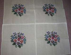 Lot of 4 pc. 18x 18 Preworked Needlepoint Canvas HM  