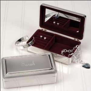  Beaded Silver Jewelry Box   Personalized