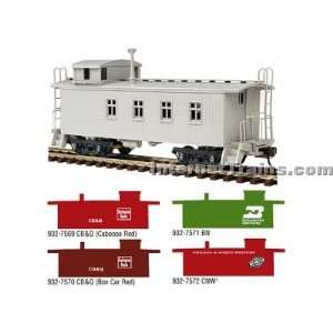   Ready to Run 4 Window Wood Caboose   CB&Q (boxcar red) Toys & Games