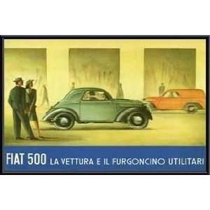   Print   Fiat 500 Topolino   Artist Vintage  Poster Size 36 X 24