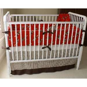  Sock Monkey Crimson Crib Bedding Set Baby