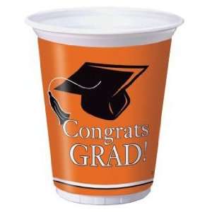  Congrats Grad 16 oz Plastic Cups, Orange