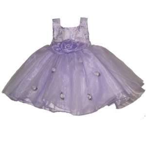 Baby Girls Tulle Dress   Lilac or Pink Organza with Rosettes (Newborn 