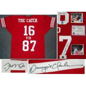  Joe Montana Dwight Clark Signed Red Catch Jersey Sports 