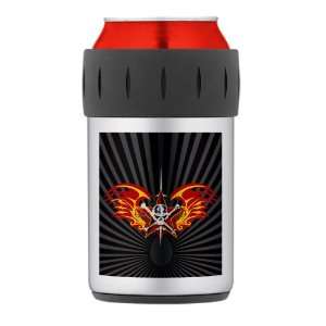  Thermos Can Cooler Koozie Star Skull Flaming Wings 