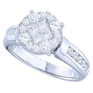 Carat Princess Round Diamond 14k White Gold Preset Engagement Ring 