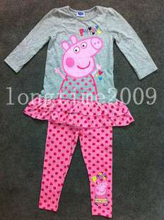   and get pants free)Brand New Stunning PEPPA PIG Red Dots Grey Dress