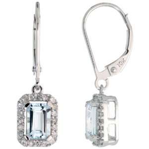 10k White Gold Lever Back Drop Earrings, w/ 0.25 Carat Brilliant Cut 