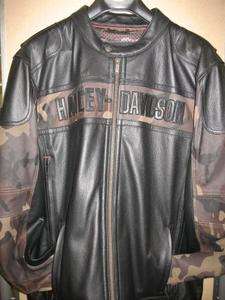 Mens Harley Davidson Nightfall Leather Jacket with Camouflage, 98005 