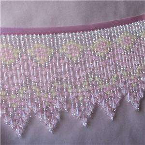 Beautiful Light Pink and crystal beaded fringe, trim  