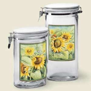 Cm Ceramics Set Of 4 Country Sunflower Kitchen Canisters Food Storage   123473858  Country Sunflower Kitchen Canister Set Sealed Jar New  