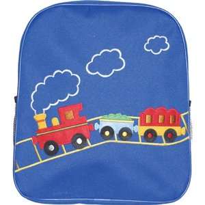  Kids Girls Boys Canvas Blue Train Backpack item# kk5907h 