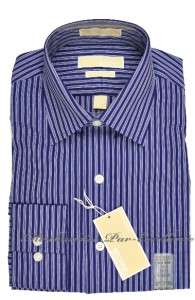   KORS No Iron Cotton Dress SHIRT Navy BLUE stripe + many sizes +  