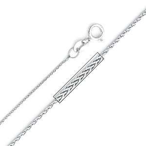 14K White Gold 0.7mm Braided Wheat Chain Necklace with Spring Ring 