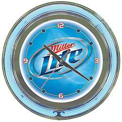 Miller Lite Neon Wall Clock   Beer Light   Bar Sign  
