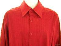 SEVEN 7 DIAMONDS Mens Red Embroidered Shirt XL Extra Large Long 
