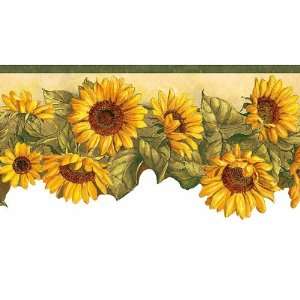  Green Sunflower Waltz Wallpaper Border