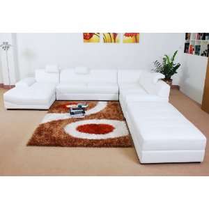  Sonoma White Bonded Leather Sectional Sofa and Ottoman 