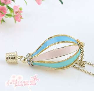   Hollow Stylish Colorful Hot Air Balloon Golden Long Necklace  