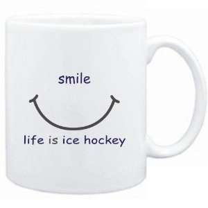   Mug White  SMILE  LIFE IS Ice Hockey  Sports
