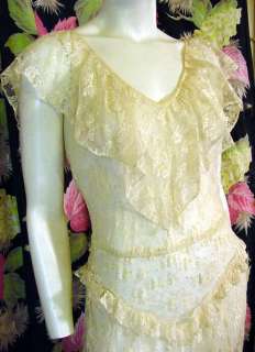 70s ivory lace 30s style Party dress 34 bust  