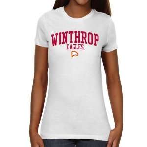  Winthrop Eagles Ladies Team Arch Slim Fit T Shirt   White 