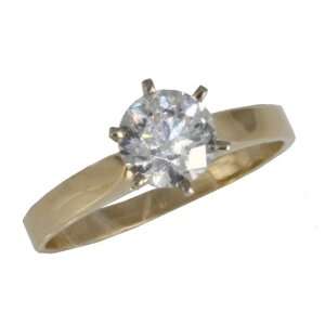  14k Yellow Gold, Moissanite Solitaire Engagement Ring (1ct 