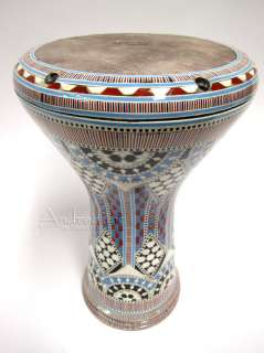 NEW AFRICAN DOUMBEK EGYPTIAN DRUM w/ MOTHER Of PEARL & REMO SKYNDEEP 