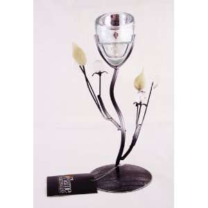  Silver & Black Single Silver Tulip Candle Holder