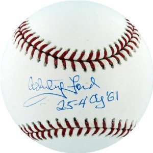  Whitey Ford MLB Baseball with 25 4 CY 61 Inscription 