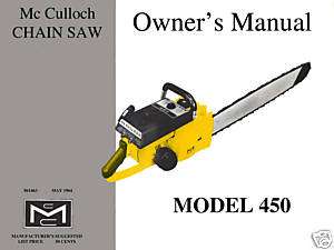 McCulloch Model 450 Chain Saw Owners Manual  