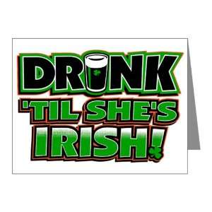  Note Cards (20 Pack) Drinking Humor Drink Til Shes Irish 