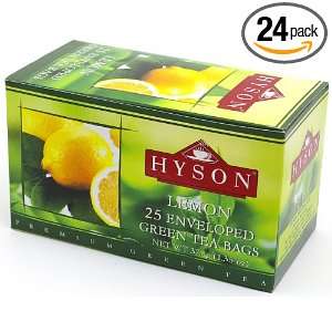 Hyson Green Tea Lemon, Teabags, 25 Count Boxes (Pack of 24)  