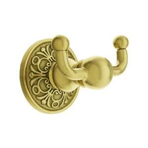 Solid Brass Double Hook with Lancaster Rosette in Polished 