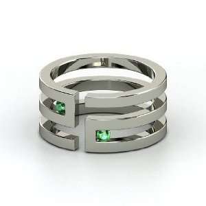  Labyrinth Ring, 14K White Gold Ring with Emerald Jewelry